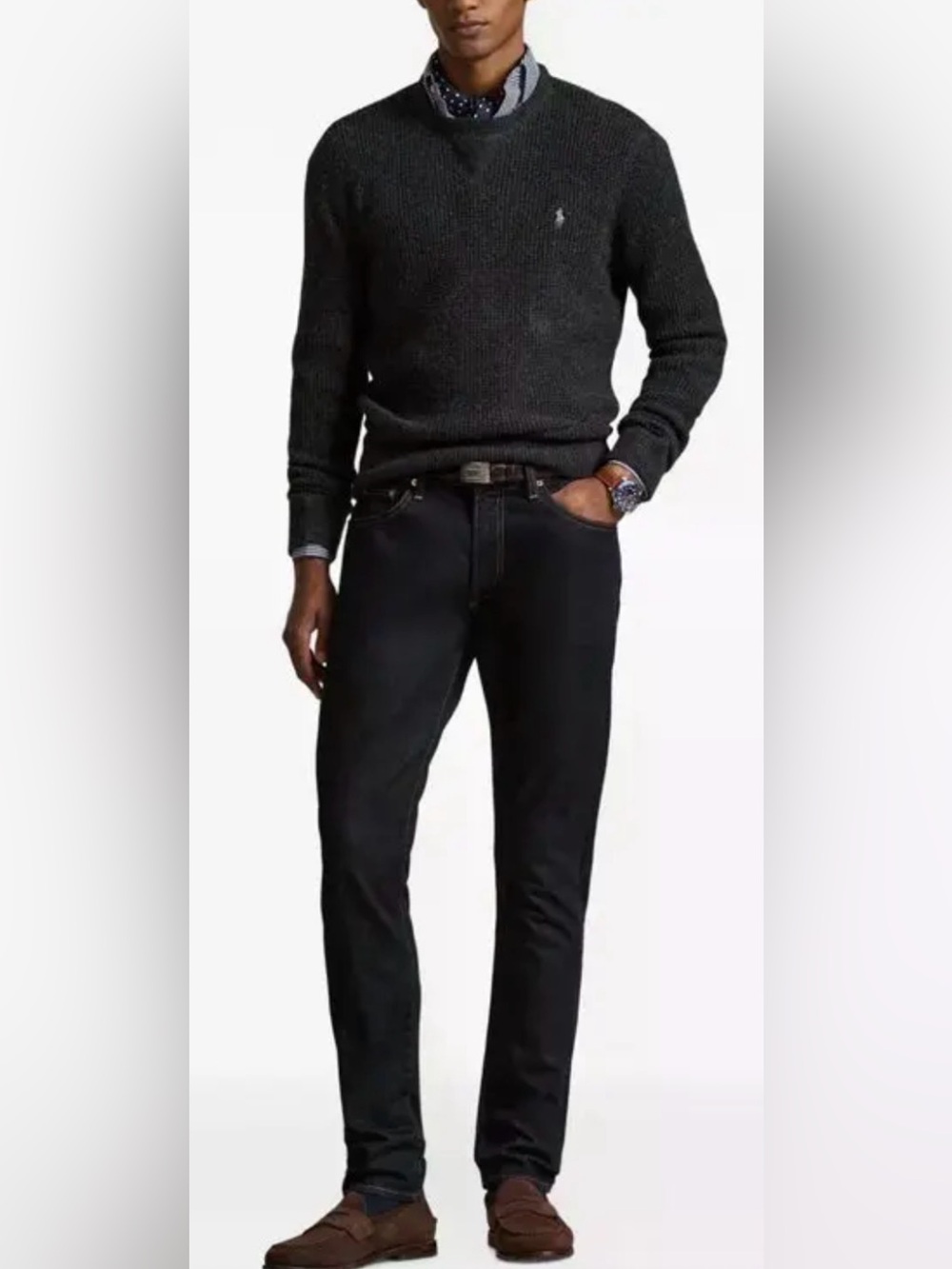 Polo Ralph Lauren Classic Preppie Crewneck Sweater-Charcoal Gray